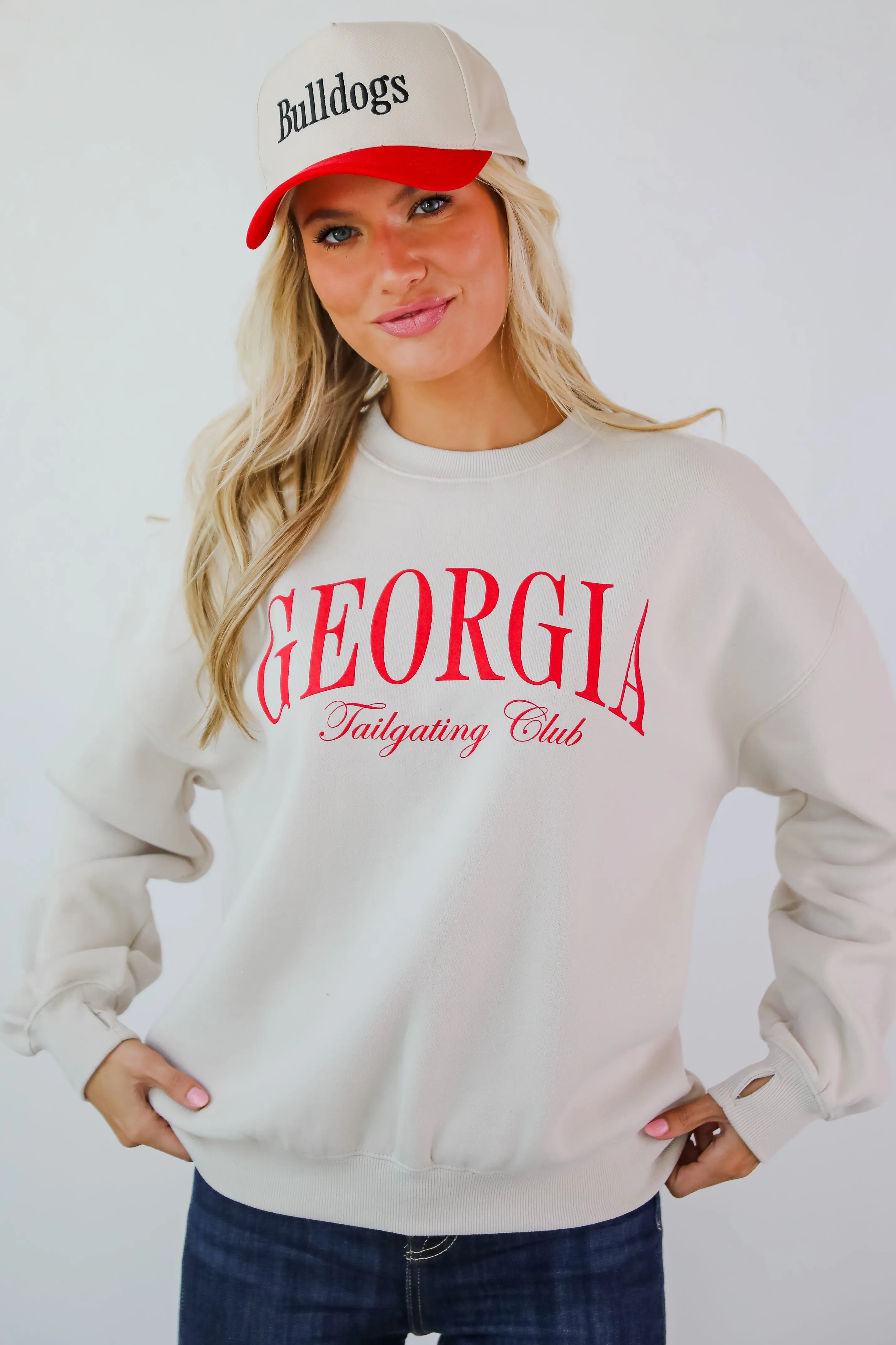 Beige Georgia Tailgating Club Sweatshirt eksklusif dari MAHIRTOTO
