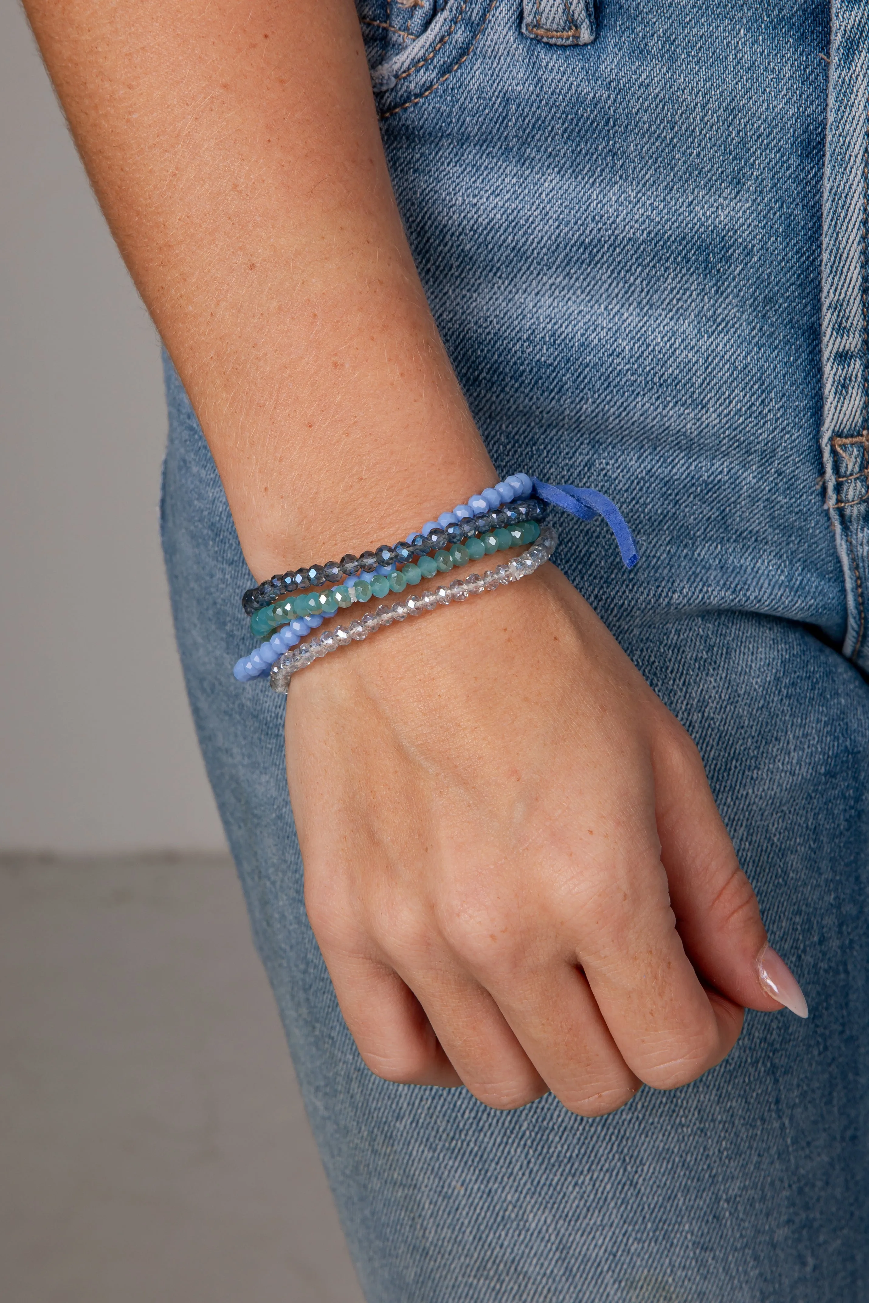 PROTOGEL Maeve Blue Beaded Bracelet Set gelang manik-manik nuansa biru elegan