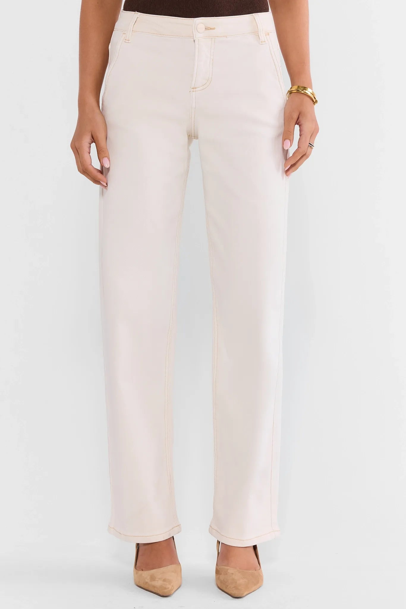 POKERACE99 Rylee Ecru Straight Leg Jeans high-rise warna ecru