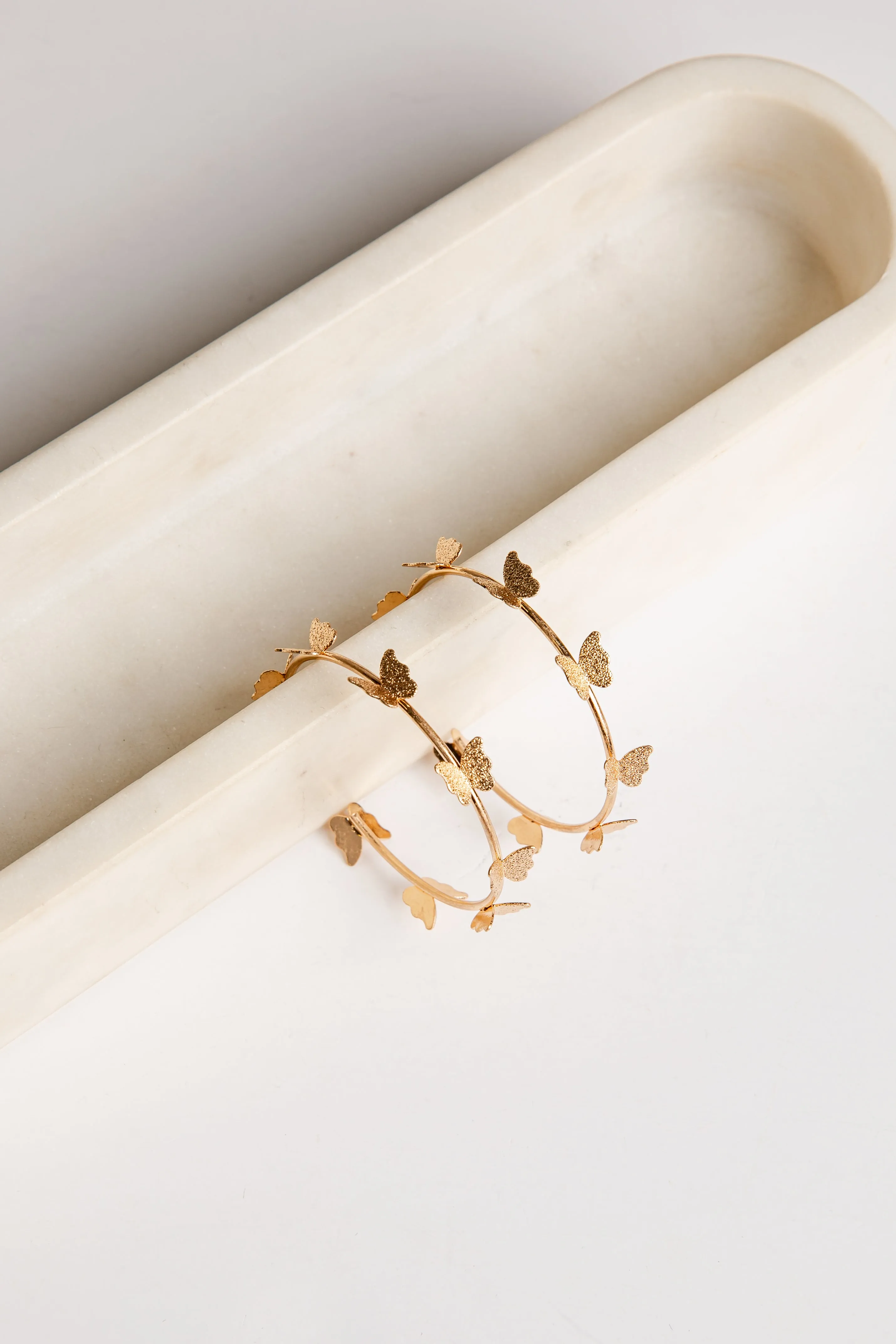 GOGO90 Waverly Gold Butterfly Hoop Earrings bentuk anting lingkar lapis emas
