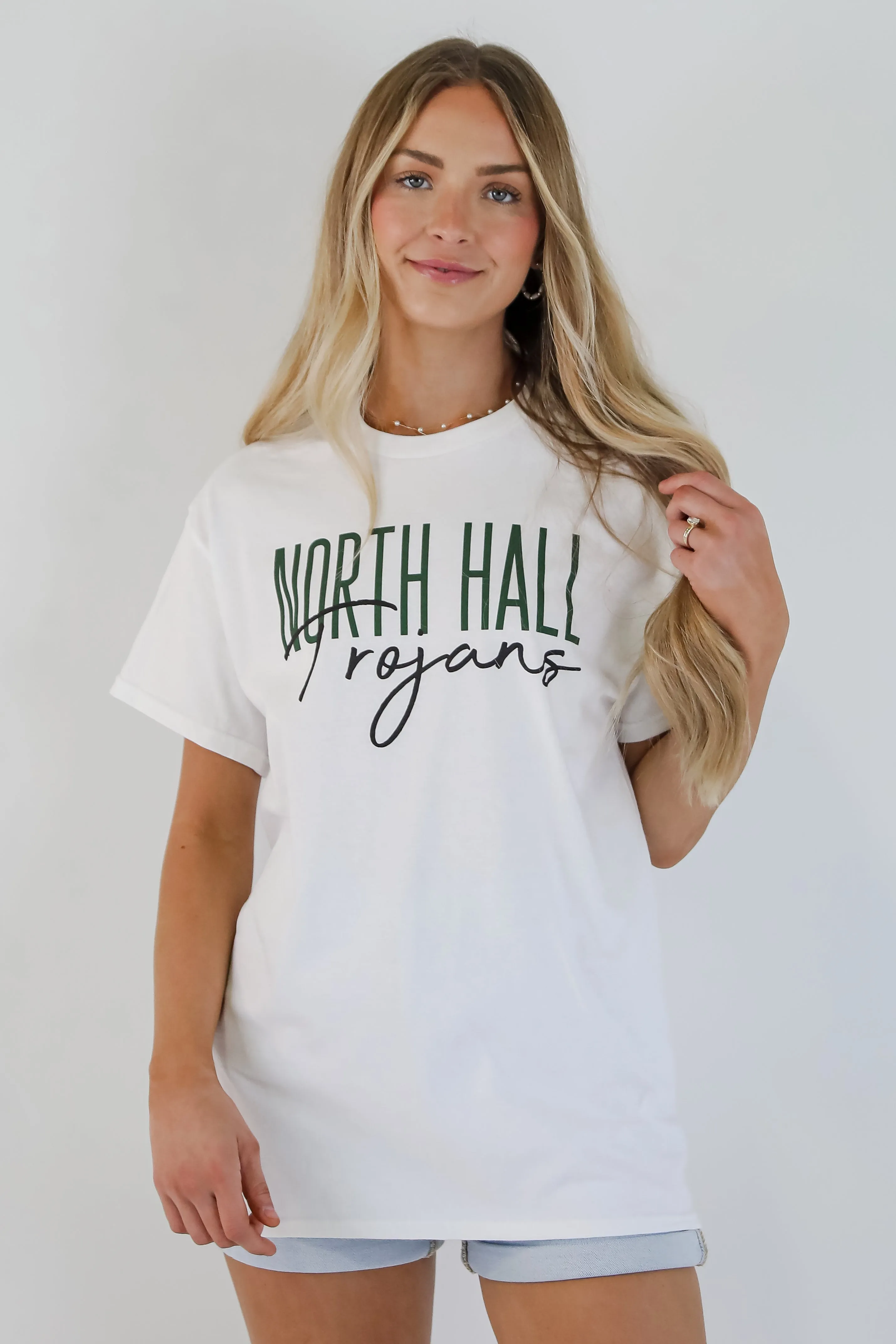 POKERACE99 White North Hall Trojans Tee kaos putih grafis kasual